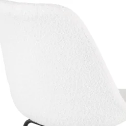 ALTEREGO Tabouret de bar 'LEONIE' en tissu bouloché blanc et pied en métal noir