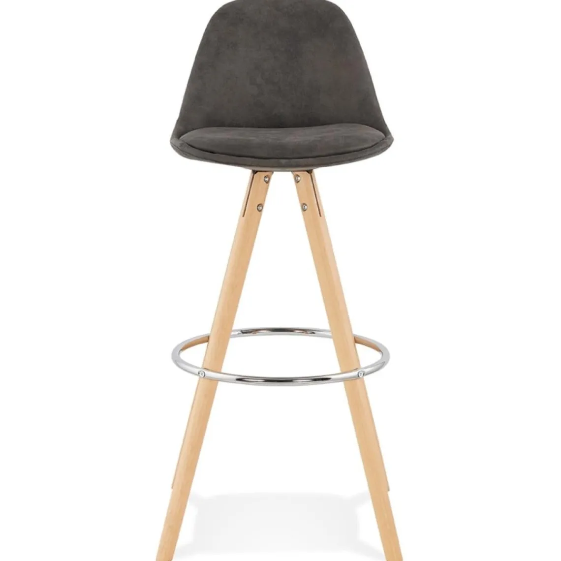 ALTEREGO Tabouret de bar 'MARKA' en microfibre grise et pieds en bois naturel Discount
