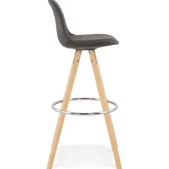 ALTEREGO Tabouret de bar 'MARKA' en microfibre grise et pieds en bois naturel Discount