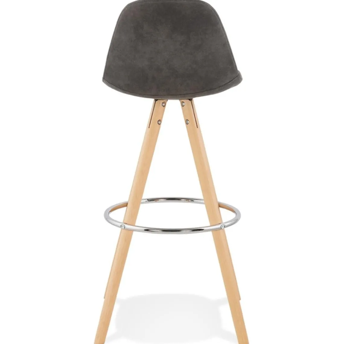 ALTEREGO Tabouret de bar 'MARKA' en microfibre grise et pieds en bois naturel Discount