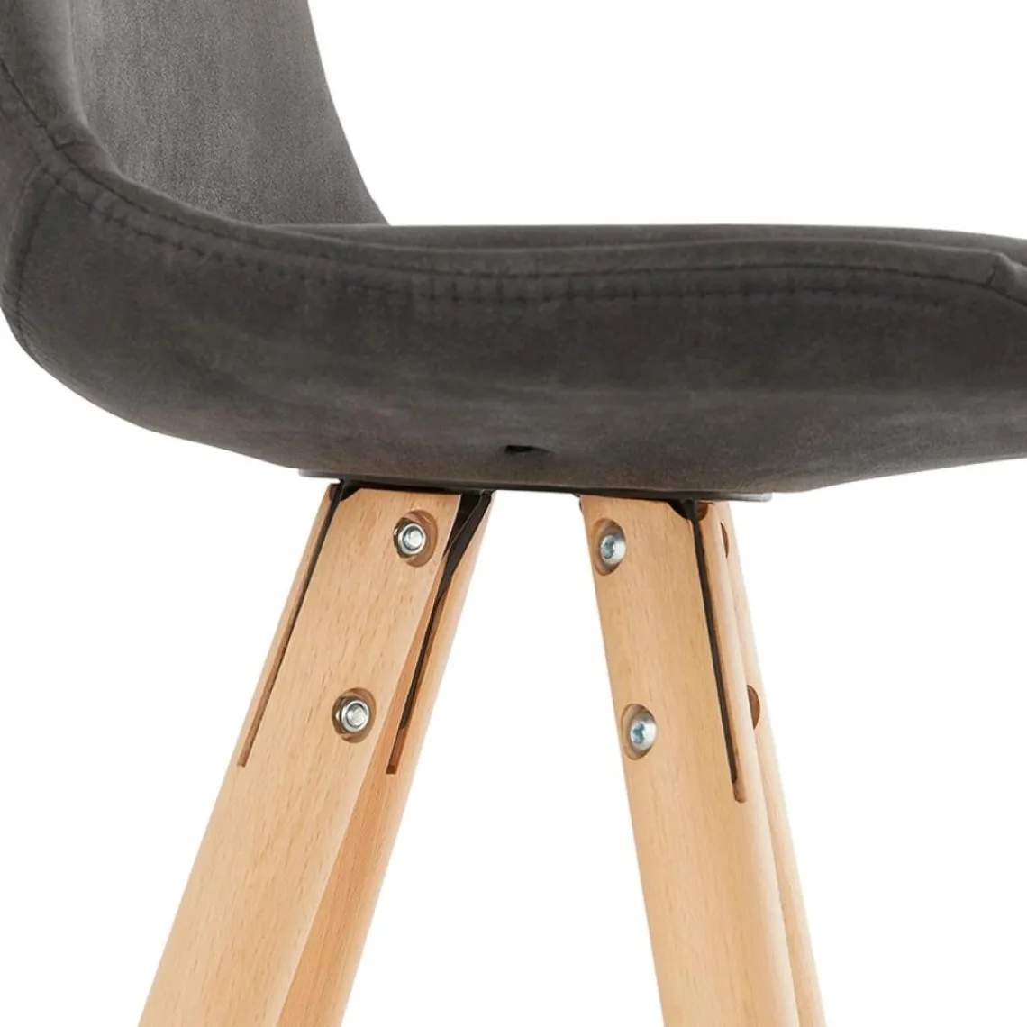 ALTEREGO Tabouret de bar 'MARKA' en microfibre grise et pieds en bois naturel Discount