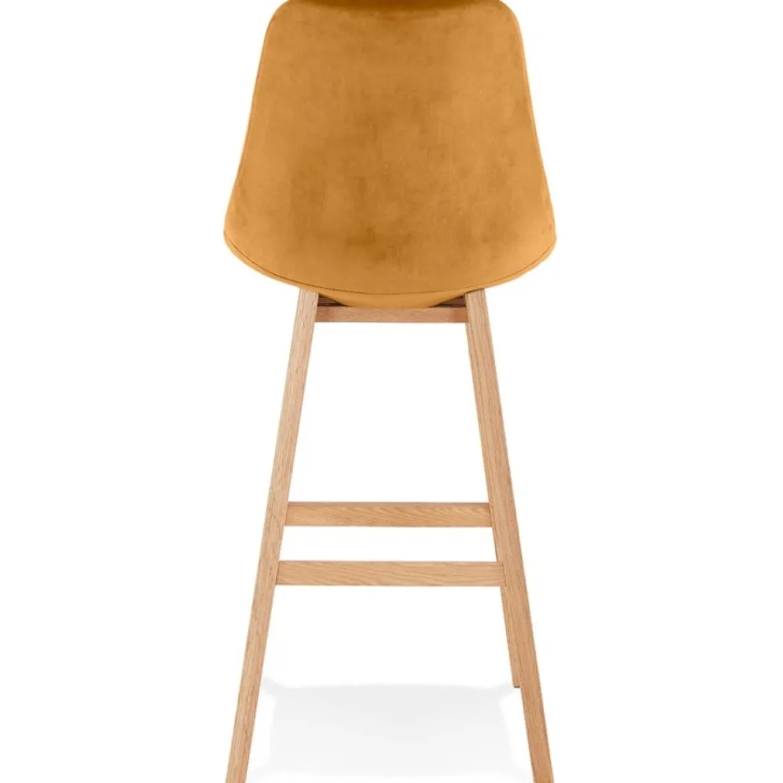 ALTEREGO Tabouret de bar 'MORISS' en velours moutarde et pieds en bois naturel Online