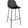 ALTEREGO Tabouret de bar perforé 'LOKI' noir intérieur et extérieur Best