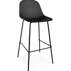 ALTEREGO Tabouret de bar perforé 'LOKI' noir intérieur et extérieur Best