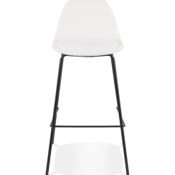 ALTEREGO Tabouret de bar 'PLUMAR' en tissu bouclé blanc et pied en métal noir Clearance