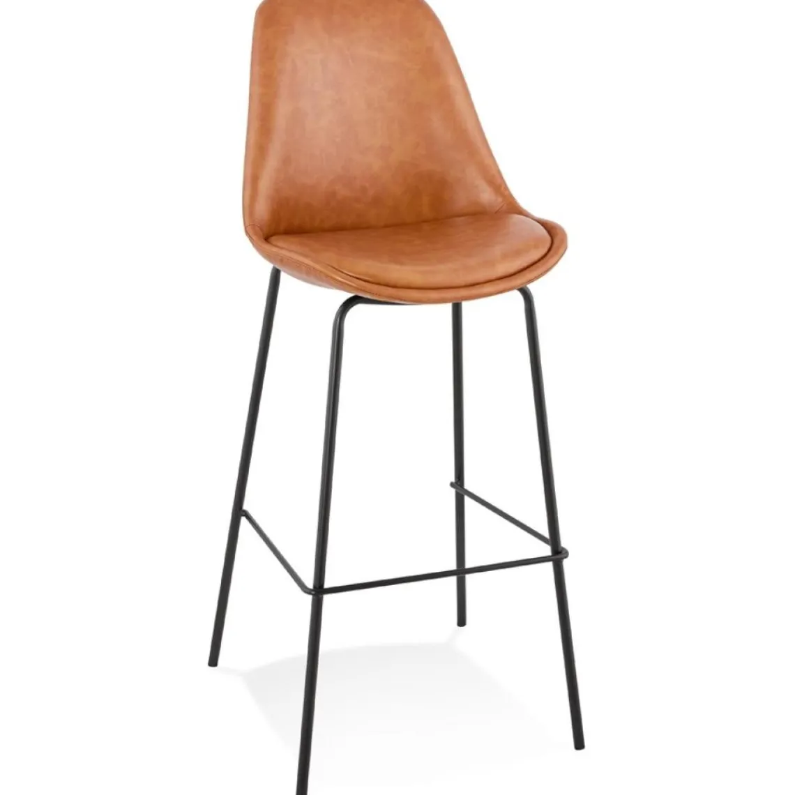 ALTEREGO Tabouret de bar 'RITUAL' en matière synthétique brune et pied en métal noir Sale