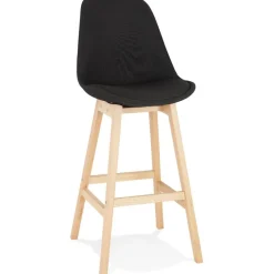 ALTEREGO Tabouret de bar scandinave 'TERESA' en tissu noir Outlet