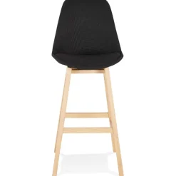 ALTEREGO Tabouret de bar scandinave 'TERESA' en tissu noir Outlet