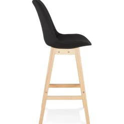 ALTEREGO Tabouret de bar scandinave 'TERESA' en tissu noir Outlet