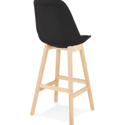 ALTEREGO Tabouret de bar scandinave 'TERESA' en tissu noir Outlet