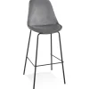 ALTEREGO Tabouret de bar 'SPARK' en velours gris et pieds en métal noir Sale