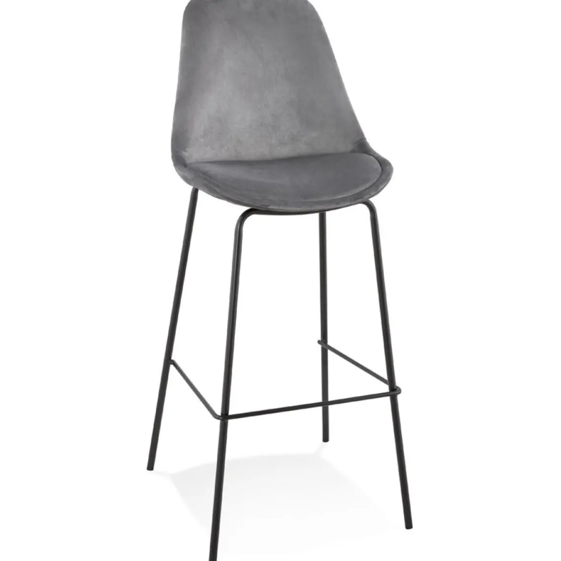 ALTEREGO Tabouret de bar 'SPARK' en velours gris et pieds en métal noir Sale