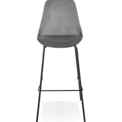 ALTEREGO Tabouret de bar 'SPARK' en velours gris et pieds en métal noir Sale