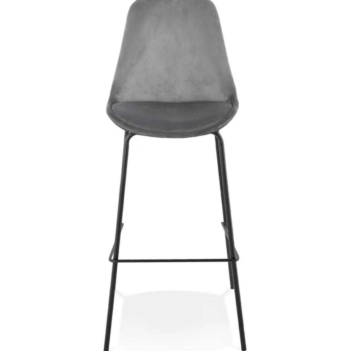 ALTEREGO Tabouret de bar 'SPARK' en velours gris et pieds en métal noir Sale