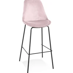 ALTEREGO Tabouret de bar 'SPARK' en velours rose et pieds en métal noir Clearance