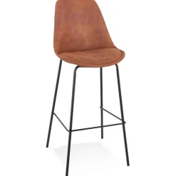ALTEREGO Tabouret de bar 'TAO' en microfibre brune et pieds en métal noir Online