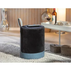 3S. x Home Tabouret en Velours AUSIE noir Outlet