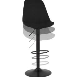 ALTEREGO Tabouret réglable 'CAMPUS' en tissu noir et pied noir New