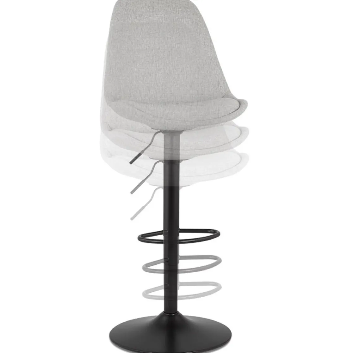 ALTEREGO Tabouret réglable 'CAMPUS' en tissu gris et pied noir Hot