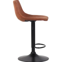 ALTEREGO Tabouret réglable design 'OMALET' en microfibre brune et pied en métal noir Sale