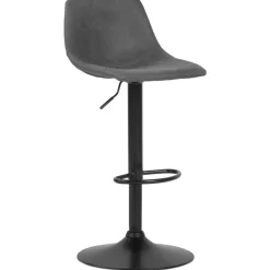 ALTEREGO Tabouret réglable design 'OMALET' en microfibre gris foncé et pied en métal noir New