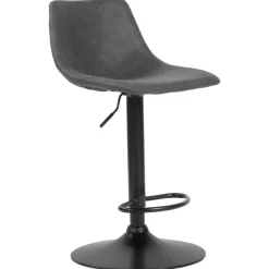 ALTEREGO Tabouret réglable design 'OMALET' en microfibre gris foncé et pied en métal noir New
