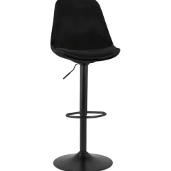 ALTEREGO Tabouret réglable 'MIKE' en velours noir et pied noir Sale