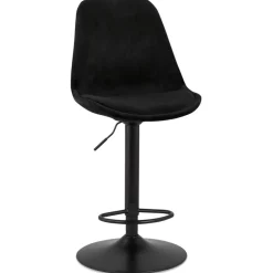 ALTEREGO Tabouret réglable 'MIKE' en velours noir et pied noir Sale