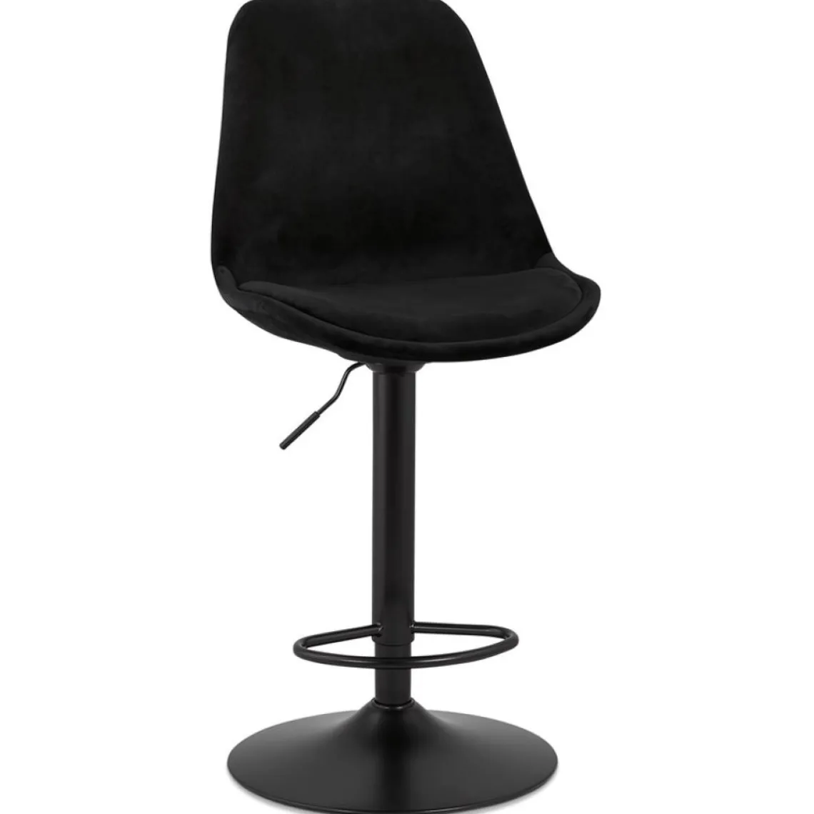 ALTEREGO Tabouret réglable 'MIKE' en velours noir et pied noir Sale