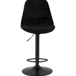 ALTEREGO Tabouret réglable 'MIKE' en velours noir et pied noir Sale