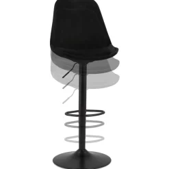 ALTEREGO Tabouret réglable 'MIKE' en velours noir et pied noir Sale