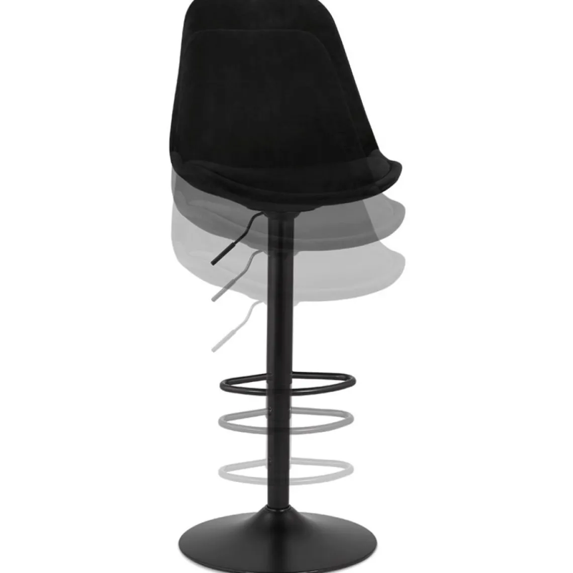 ALTEREGO Tabouret réglable 'MIKE' en velours noir et pied noir Sale