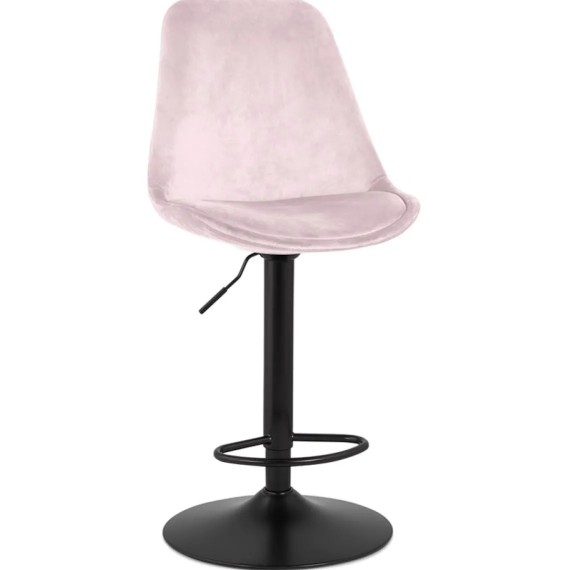 ALTEREGO Tabouret réglable 'MIKE' en velours rose et pied noir Hot