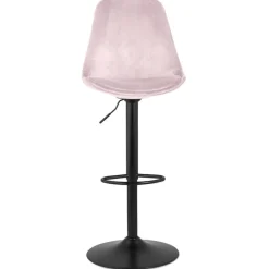 ALTEREGO Tabouret réglable 'MIKE' en velours rose et pied noir Hot