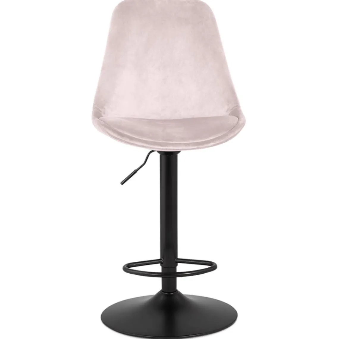 ALTEREGO Tabouret réglable 'MIKE' en velours rose et pied noir Hot