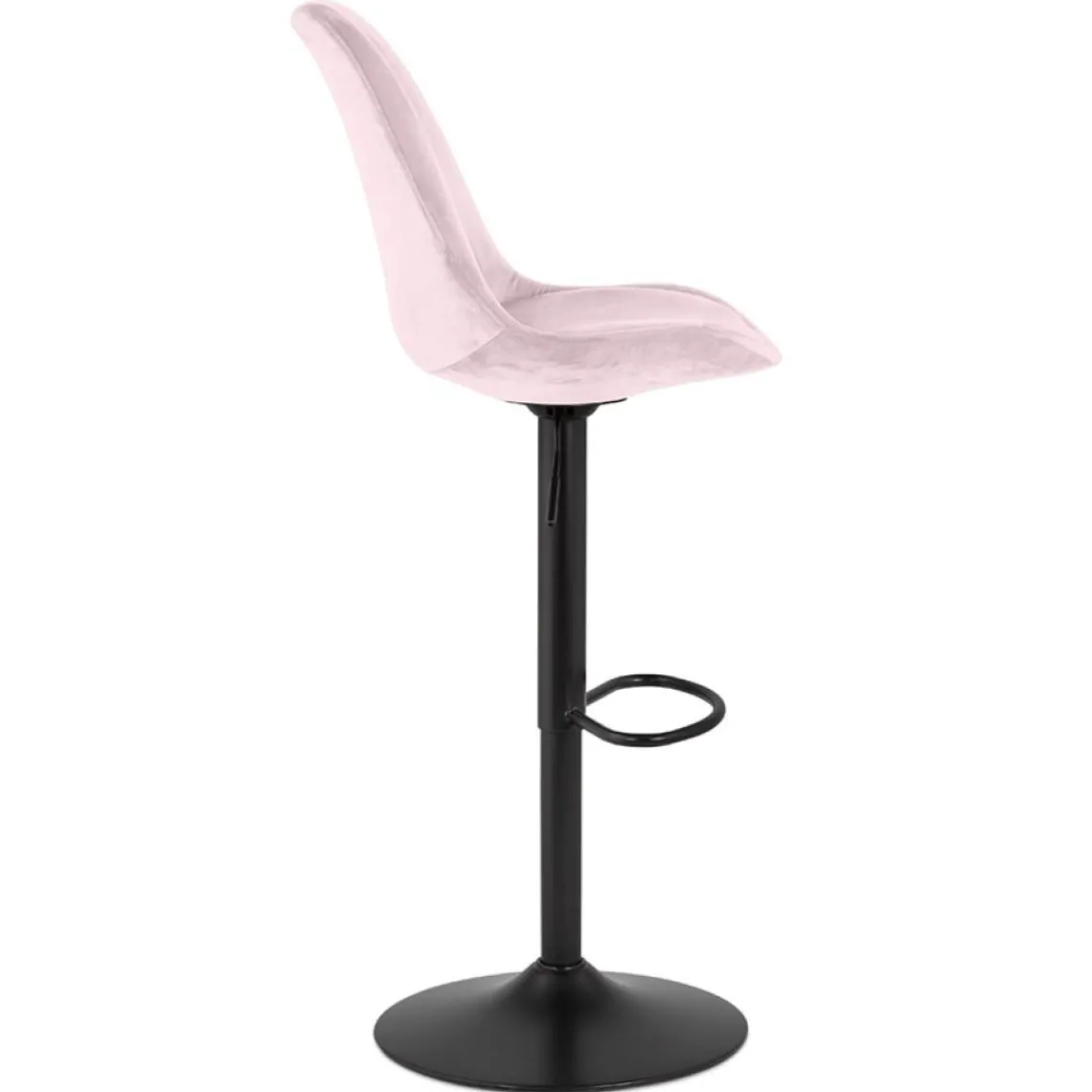 ALTEREGO Tabouret réglable 'MIKE' en velours rose et pied noir Hot