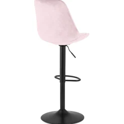 ALTEREGO Tabouret réglable 'MIKE' en velours rose et pied noir Hot