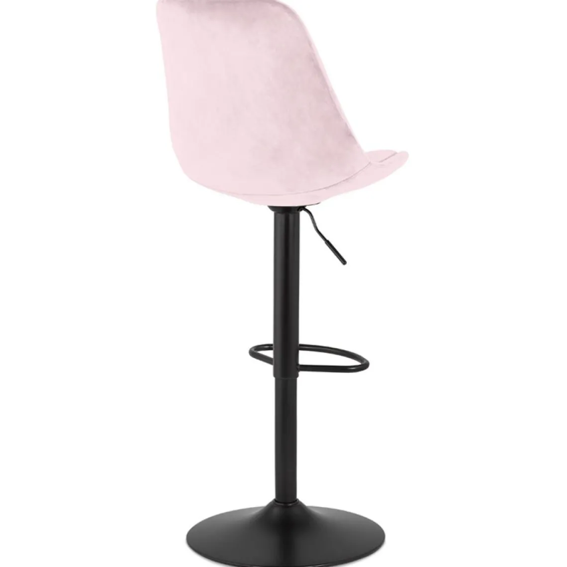 ALTEREGO Tabouret réglable 'MIKE' en velours rose et pied noir Hot