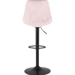 ALTEREGO Tabouret réglable 'MIKE' en velours rose et pied noir Hot