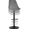 ALTEREGO Tabouret réglable 'MIKE' en velours gris et pied noir Hot