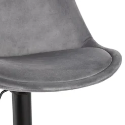 ALTEREGO Tabouret réglable 'MIKE' en velours gris et pied noir Hot
