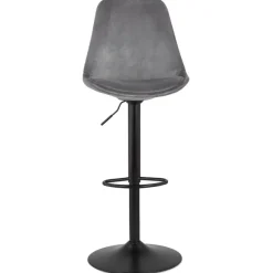 ALTEREGO Tabouret réglable 'MIKE' en velours gris et pied noir Hot