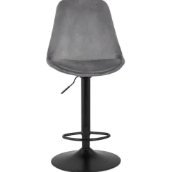 ALTEREGO Tabouret réglable 'MIKE' en velours gris et pied noir Hot
