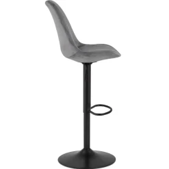 ALTEREGO Tabouret réglable 'MIKE' en velours gris et pied noir Hot