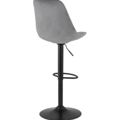 ALTEREGO Tabouret réglable 'MIKE' en velours gris et pied noir Hot