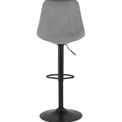 ALTEREGO Tabouret réglable 'MIKE' en velours gris et pied noir Hot