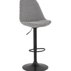 ALTEREGO Tabouret réglable 'MIKE' en tissu pied de poule et pied noir Clearance