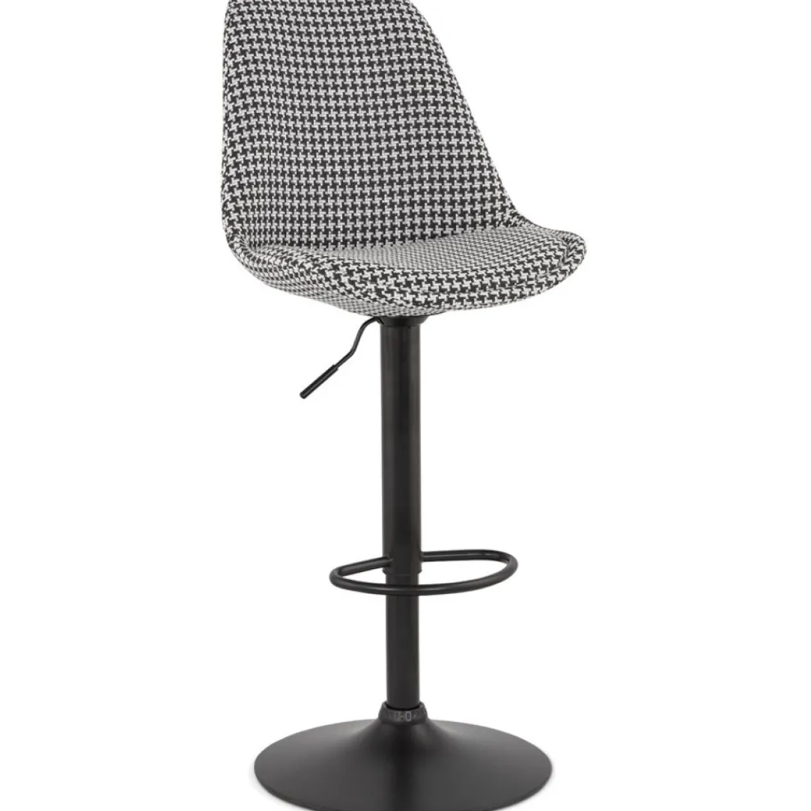 ALTEREGO Tabouret réglable 'MIKE' en tissu pied de poule et pied noir Clearance