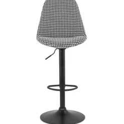 ALTEREGO Tabouret réglable 'MIKE' en tissu pied de poule et pied noir Clearance