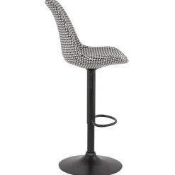 ALTEREGO Tabouret réglable 'MIKE' en tissu pied de poule et pied noir Clearance